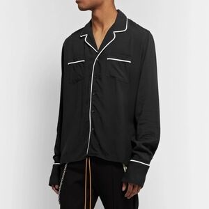 Rhude - Embroidered Piped Woven Shirt - Black size S BNWT with defect